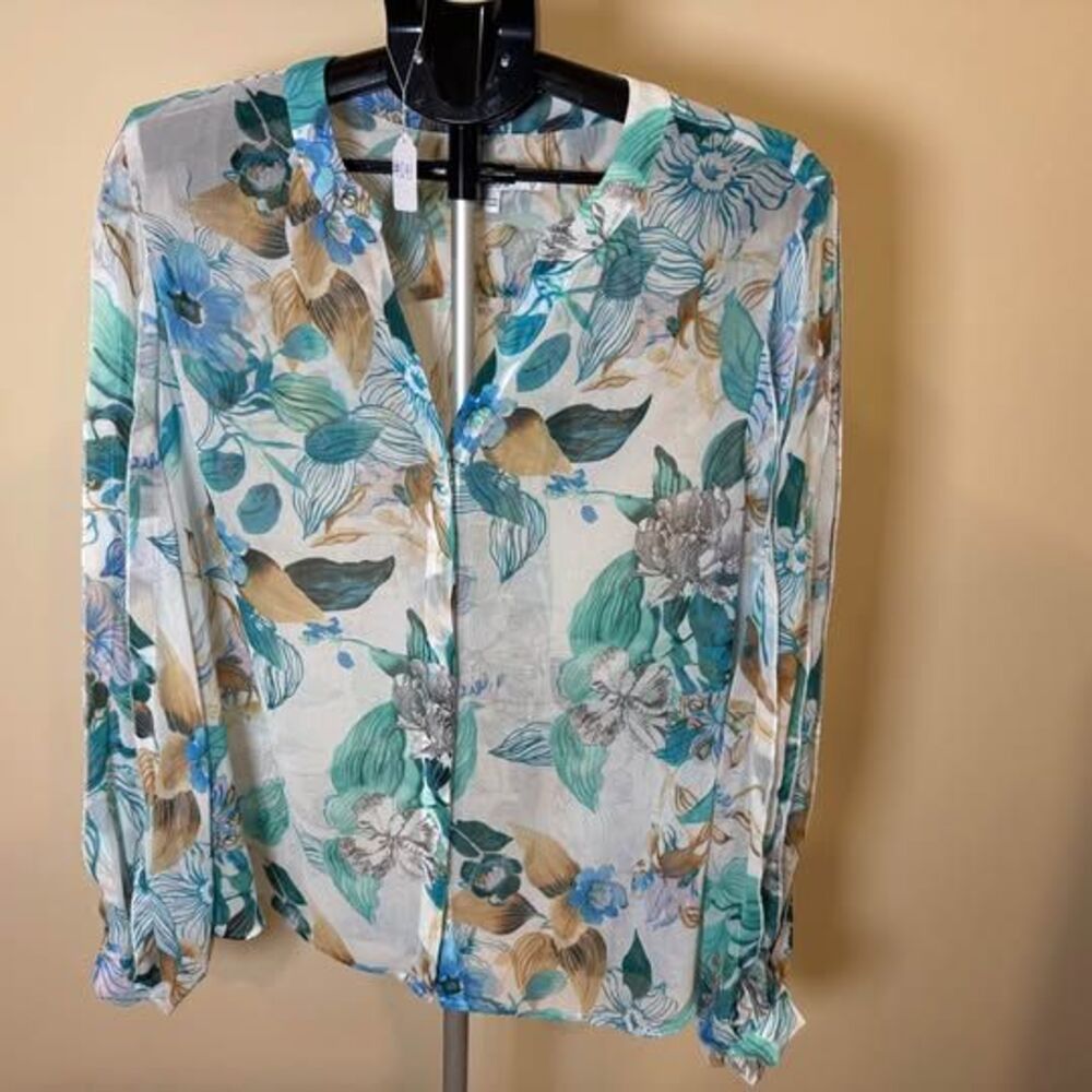 Chico's Floral Long Sleeve Blouse Size 16 (Chico’s Size 3)